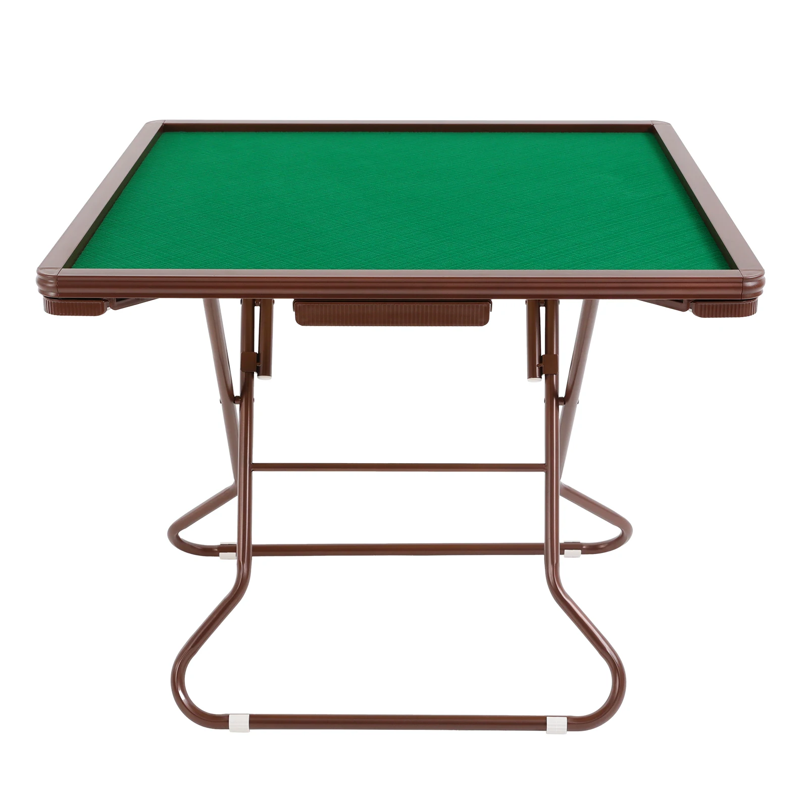 Foldable Square Mahjong Table Wood Board Velvet Desktop Q195 Plastic Steel Frame 150KG Load Noise Reduction Anti-slip Table Leg Rounded Safe Corners Built-in 4 Cup Holders & 4 Hidden Storage Drawers Raised Anti-slip Edge Portable for Family Party Indoor view 5
