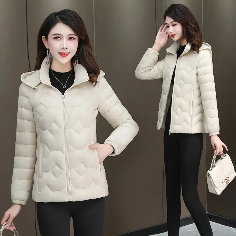 

Autumn Winter New Down Cotton Jacket Women's Korean Cotton-Padded Thicken Warm Hooded Parkas Short Coat Female Casual Ladies Top