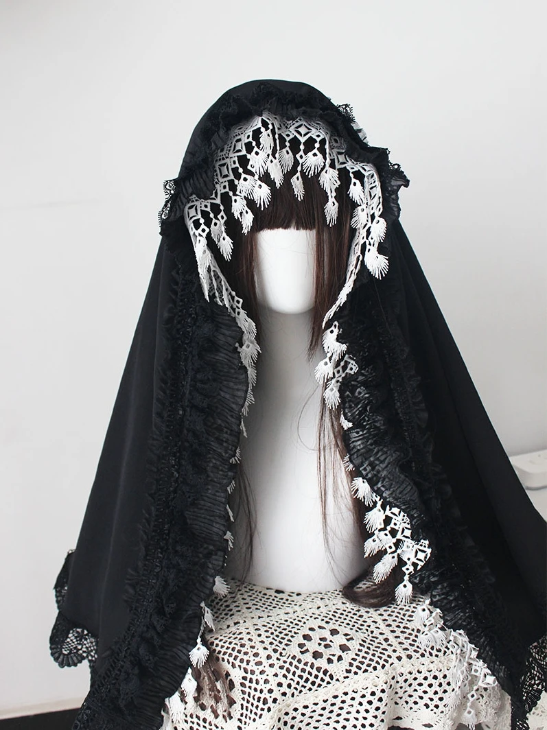 Handmade Lolita Dark Nun Scarf