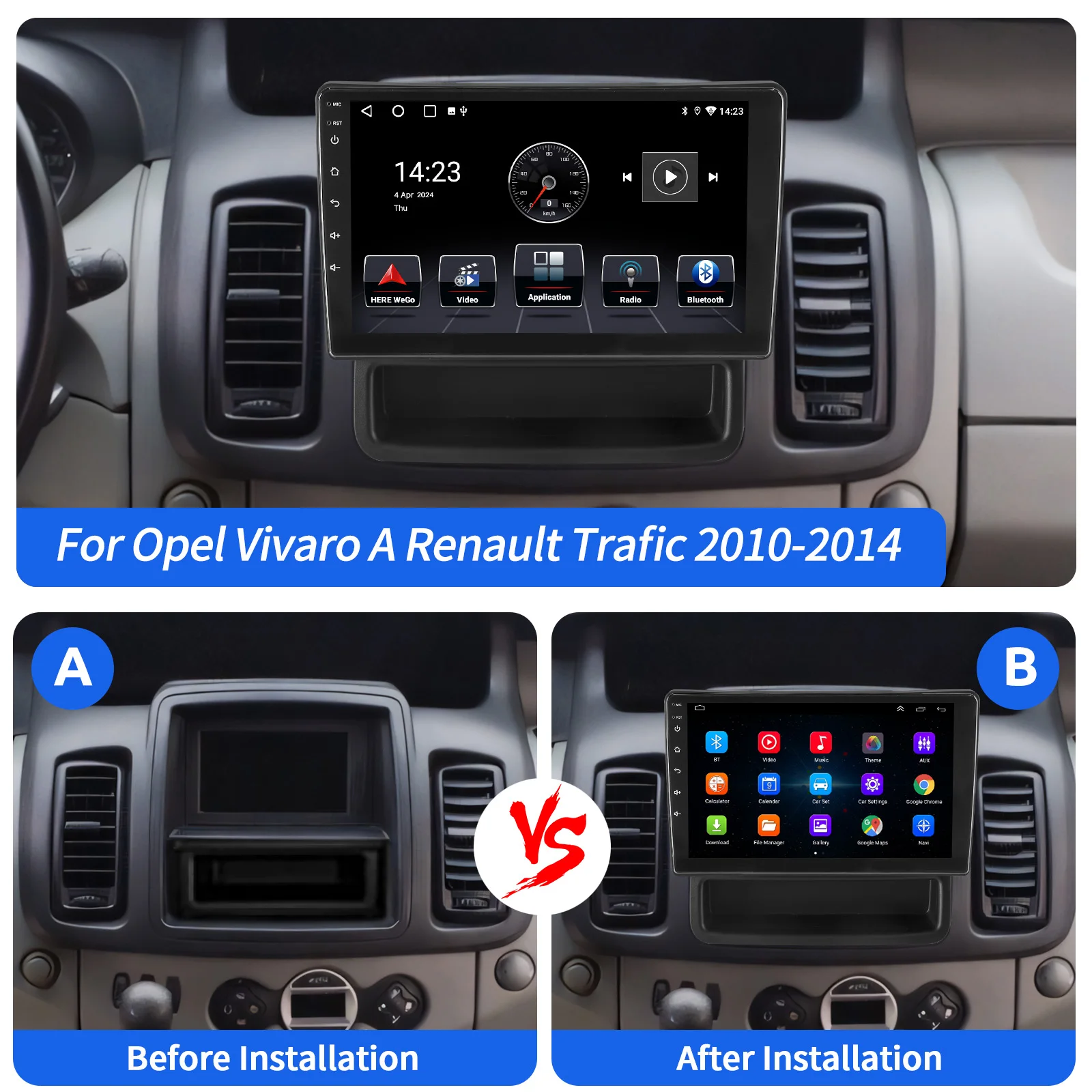 ESSGOO Android 15 10.1 Zoll IPS Touchscreen Für Opel Vivaro A Renault Trafic 2 Apple Carplay Autoradio GPS Navigation WIFI Lenkradfernbedienung RDS FM Bluetooth USB Spiegel Link ASP Sound Canbus Geteilter Bildschirm – Detail 4