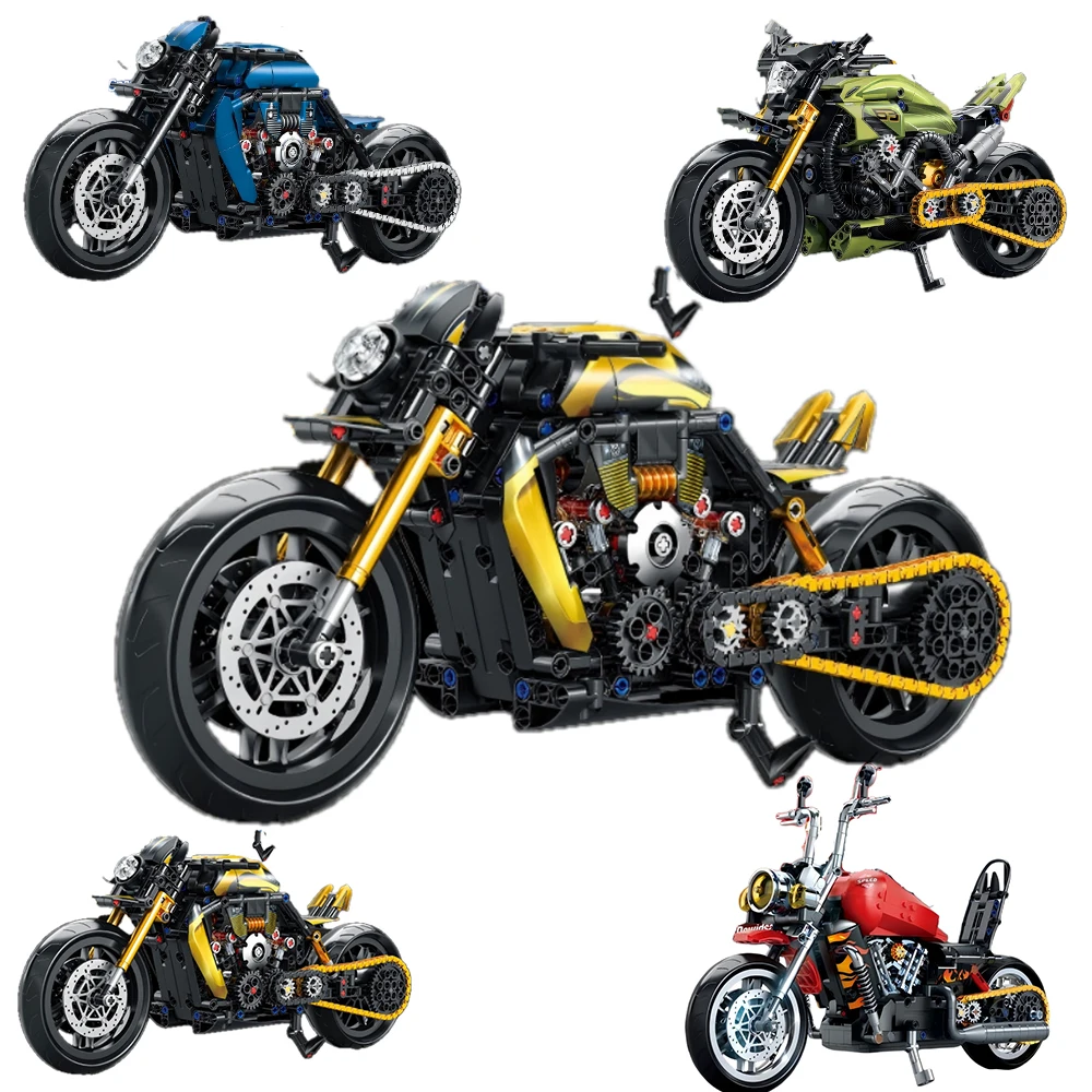 

MOC City Technical Motorcycle Moto Car Model Building Blocks 1: 8 LED Electric Motobike Vehicles Bricks Toys for Teenagers Gifts