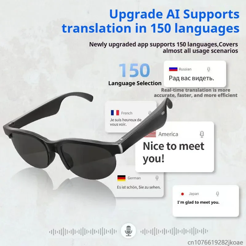 New G58 AI intelligent Translation Glasses Headphones Wireless Bluetooth 5.4 Earphones outdoor sunglasses Headset Long Standby