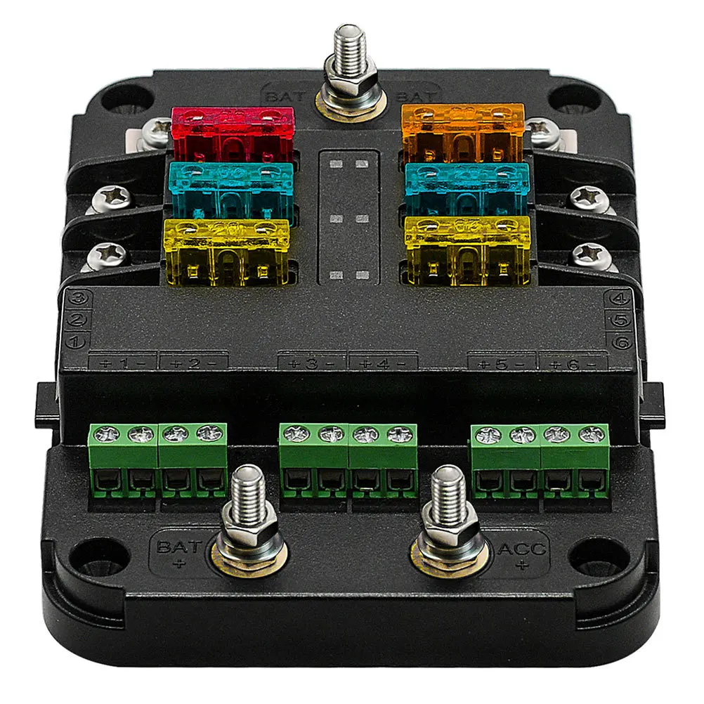 صندوق 10-24 فولت السيارات المزدوجة قطع الغيار تنصهر لوحة التوزيع 12 فولت البحرية محطة حامي الدائرة حامل السيارات كتلة البحرية فيوز