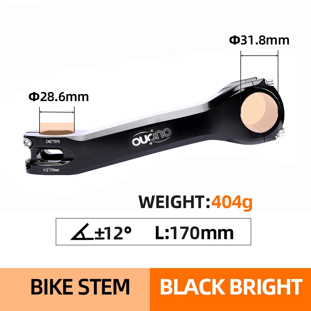 OUO Long Bike Stem 7075 Aluminum CNC Stem 17/ 6 Degree Mtb