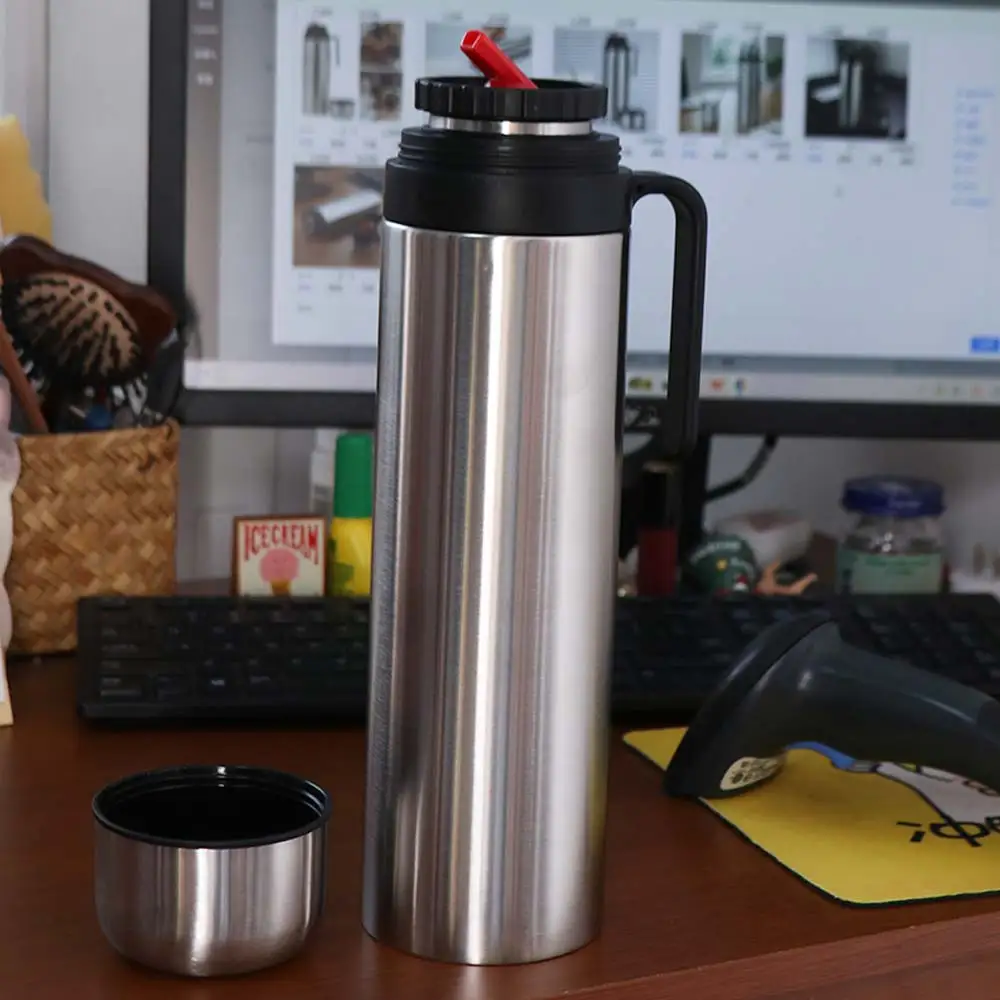 1000 ML Yerba Mate Thermos Bottle Stainless Steel Double Wall Vacuum Flask Large Capacity Straw Design Thermal Cup Travel