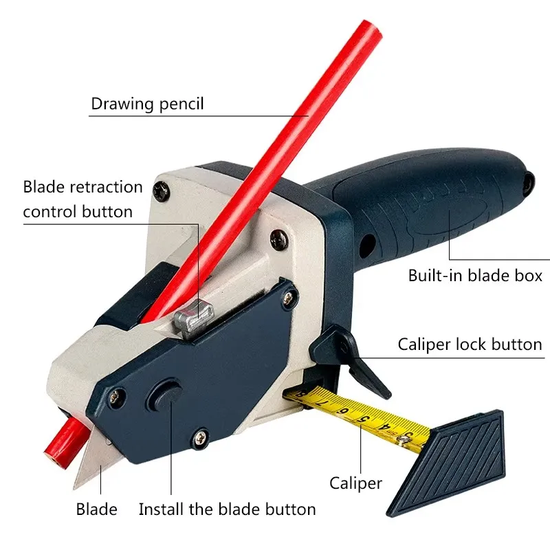 Multi Functional Gypsum Board Cutter Woodworking Decoration Tool Tape Measure Line Drawing Compass Manual Tool