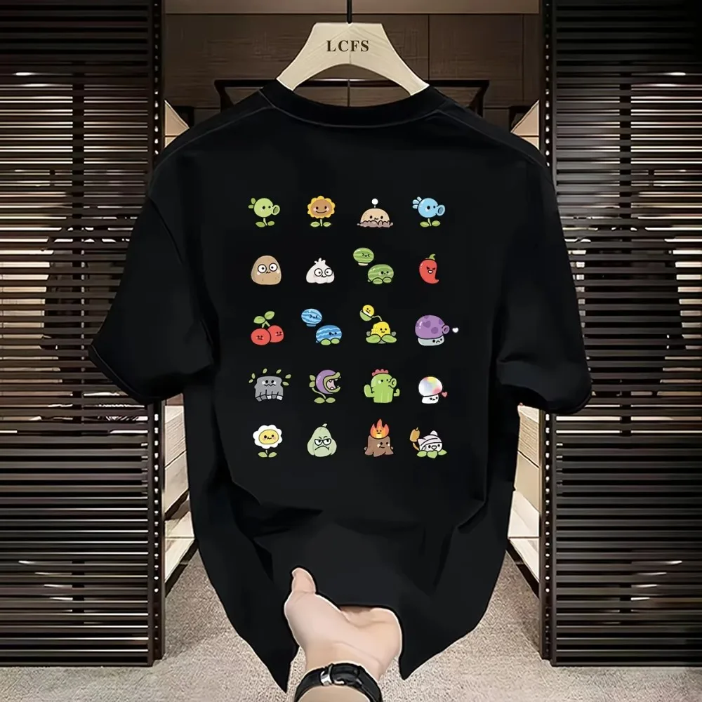 

American heavyweight pure cotton men's short-sleeved T-shirt summer pure cotton printing loose versatile crew neck top