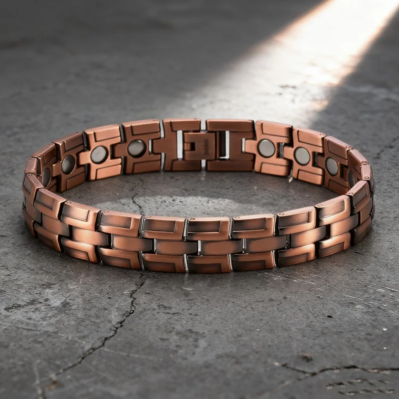 

Красный медный магнитный браслет для мужчин и женщин, персонализированные ювелирные изделия, инкрустированный сильным браслетом для магнитной терапии при артрите, облегчение боли