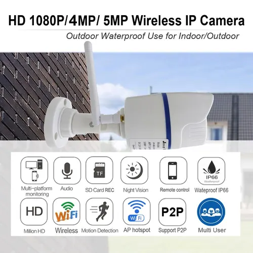 Imagen 2 del producto Cámara Ip de 5MP, 4MP y 1080P para exteriores, videovigilancia de seguridad para el hogar, inalámbrica, Audio, Ipcam, visión nocturna, Camhipro