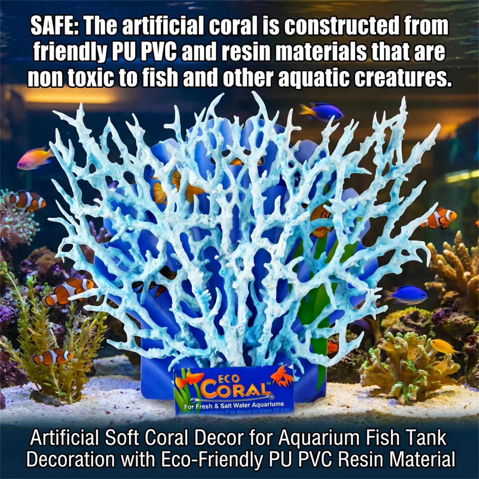 Planted Aquarium Hard Water - Aquarium-Simulationskorallen, Kunstharz-Wasserpflanzen, Künstliche Korallen-Aquariumdekorationen, Marine-Hartkorallen-Ornamente für