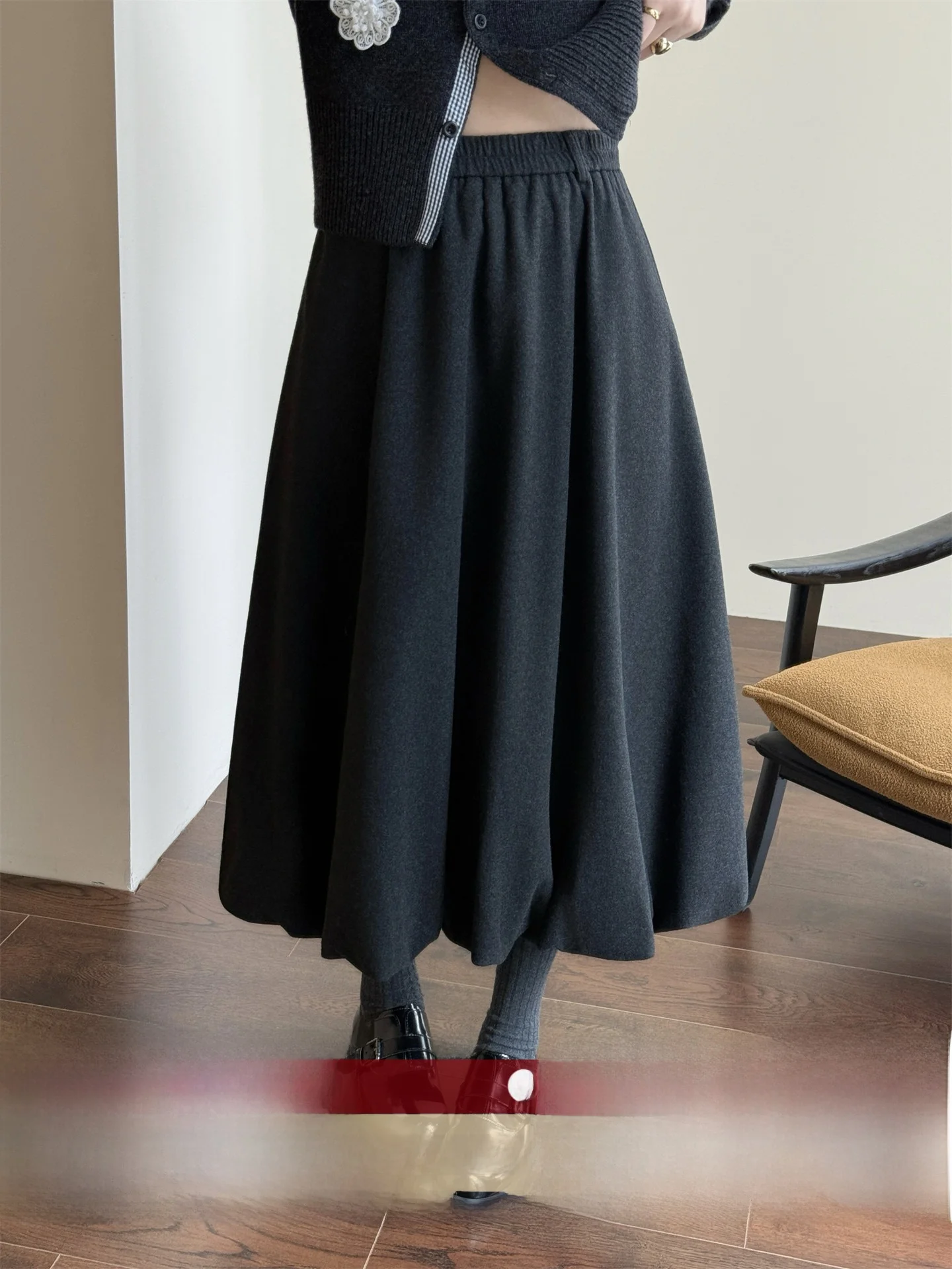 

Юбка WANGER с высокой талией, пышная, из фатина, зимняя, шерстяная, миди, фасон А-силуэт, повседневная, из полиэфирного волокна, для женщин