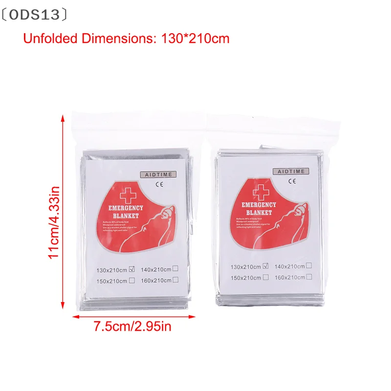 

〔ODS13〕5PCS 10PCS Emergency Survival Blanket 130x210cm Waterproof Thermal Insulation For Camping Hiking Car First Aid Kit