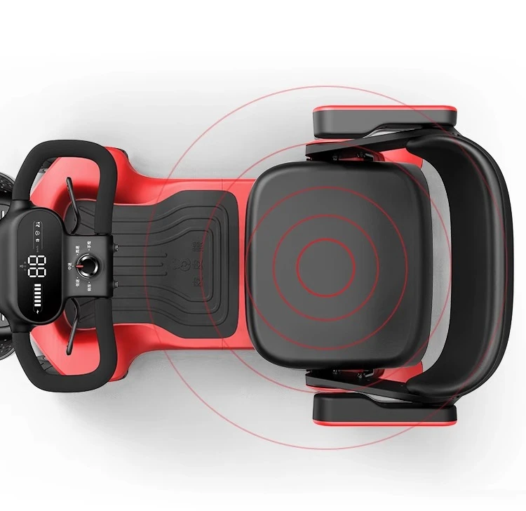

Small red car high-end elderly scooter elderly four-wheeled electric vehicle foldable carry safety moped