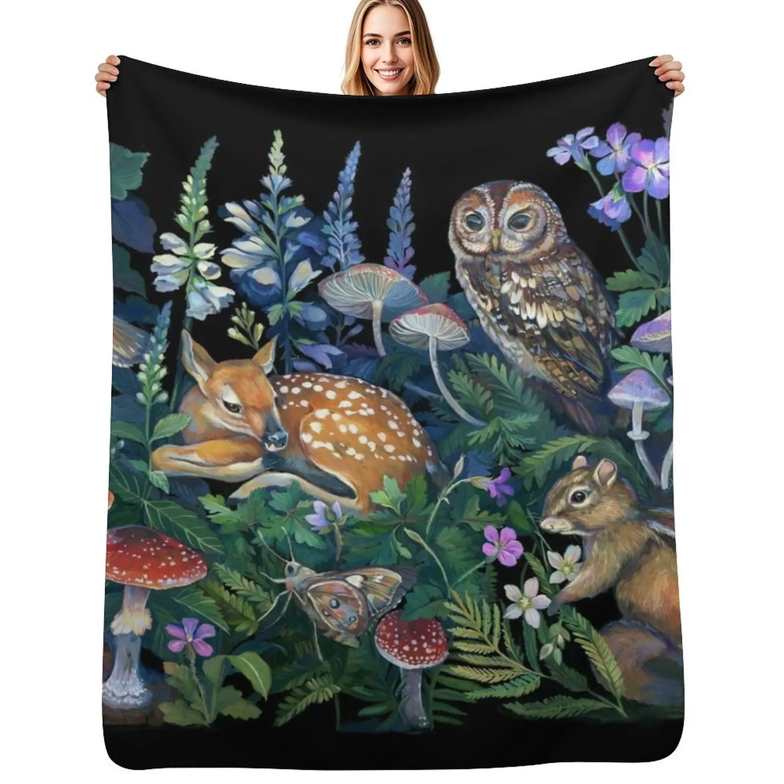 

Enchanted Forest Throw Blanket Portable Lightweight Blanket for Travel Camping