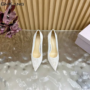 

2026 Sexy High Heels Women's Pointed Toe Mesh Hollow Party Dress Shoes Summer Stiletto Sandals Women