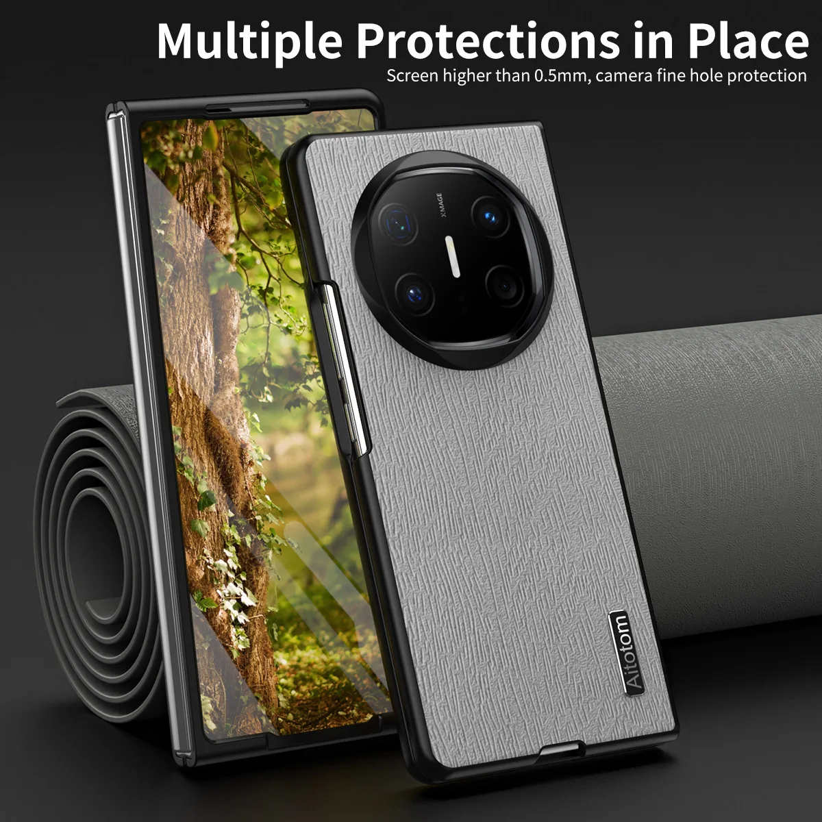 Case For Huawei Mate X6 X5 X3 X2 Luxury Tree Grain Back Cover Anti-fall Lens Full Cover For Huawei Mate X6 Shockproof Bumper