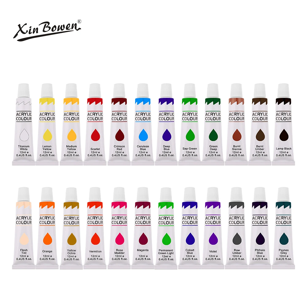 24 Colors Acrylic Paint Set with Paper & Palette Complete Artist Gift Kit