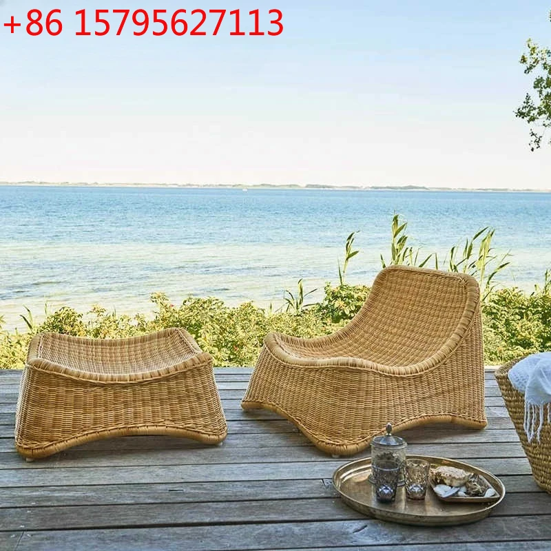 Outdoor single recliner sofa balcony courtyard homestay garden terrace waterproof and sunscreen hotel villa rattan furniture