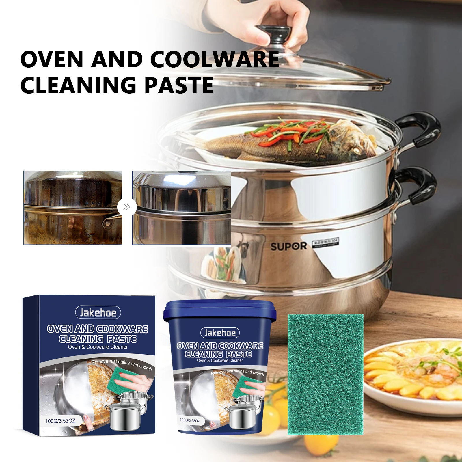 

Stainless Steel Cleaning Paste Kitchen Utensils Clean Remove Stubborn Stains Rust-proof Pan Bottom Cleaner