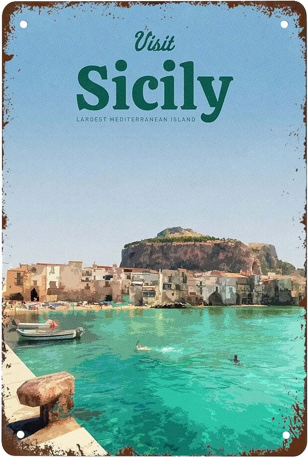 Funny Visit Sicily Signs Wall Decor Vintage Metal Tin Sign Art Poster Fun Office Bar Kitchen Man Cave Bathroom Cafe Sign Wall De