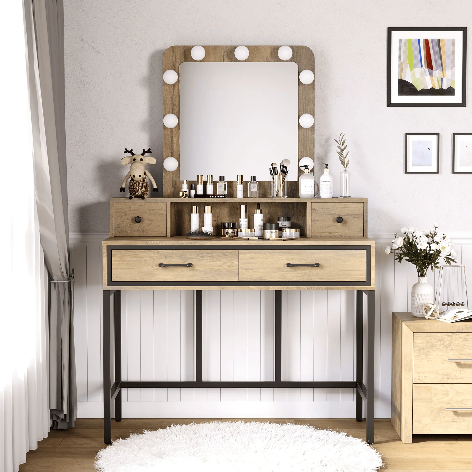 Makeup Vanity Desk with Mirror and Lights, 39