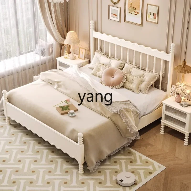 

CX Full Solid Wood Double Bed Household Bedroom Simple Queen Bed Cream Wind