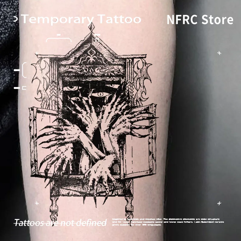 Tatuajes Temporales de Monstruo de Múltiples Ojos con Garras, Estilo Ventana Oscura, Adhesivo de Tatuaje de Jugo Herbal, Tatuaje Falso, Pegatinas de Tatuaje, Productos Económicos, Duración Semanal