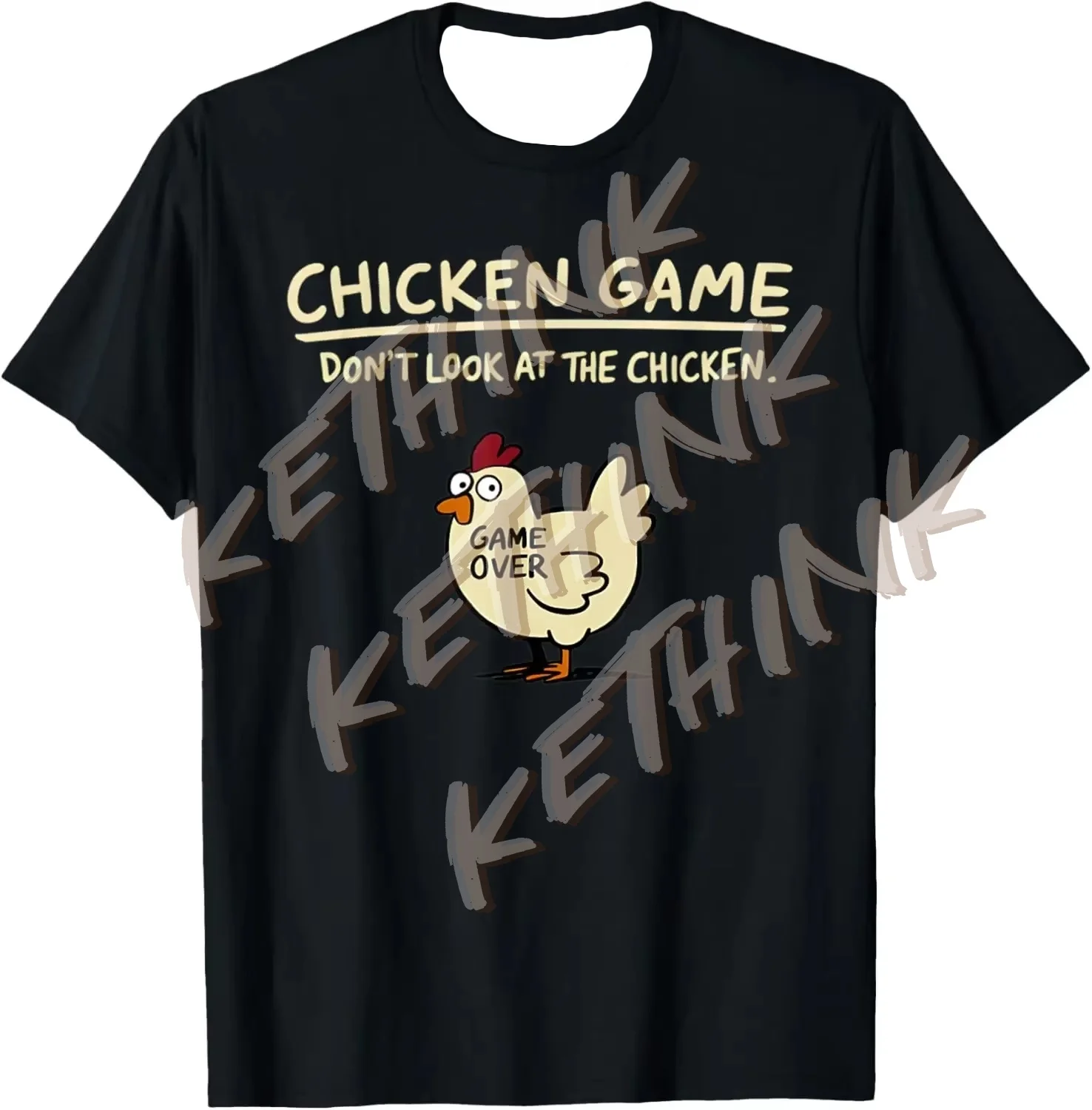 

Chicken Game Don't Look At The Chicken Pattern Print T-Shirt Men Casual Daily Outdoor Round Neck Short Sleeve T Shirt Mens Top