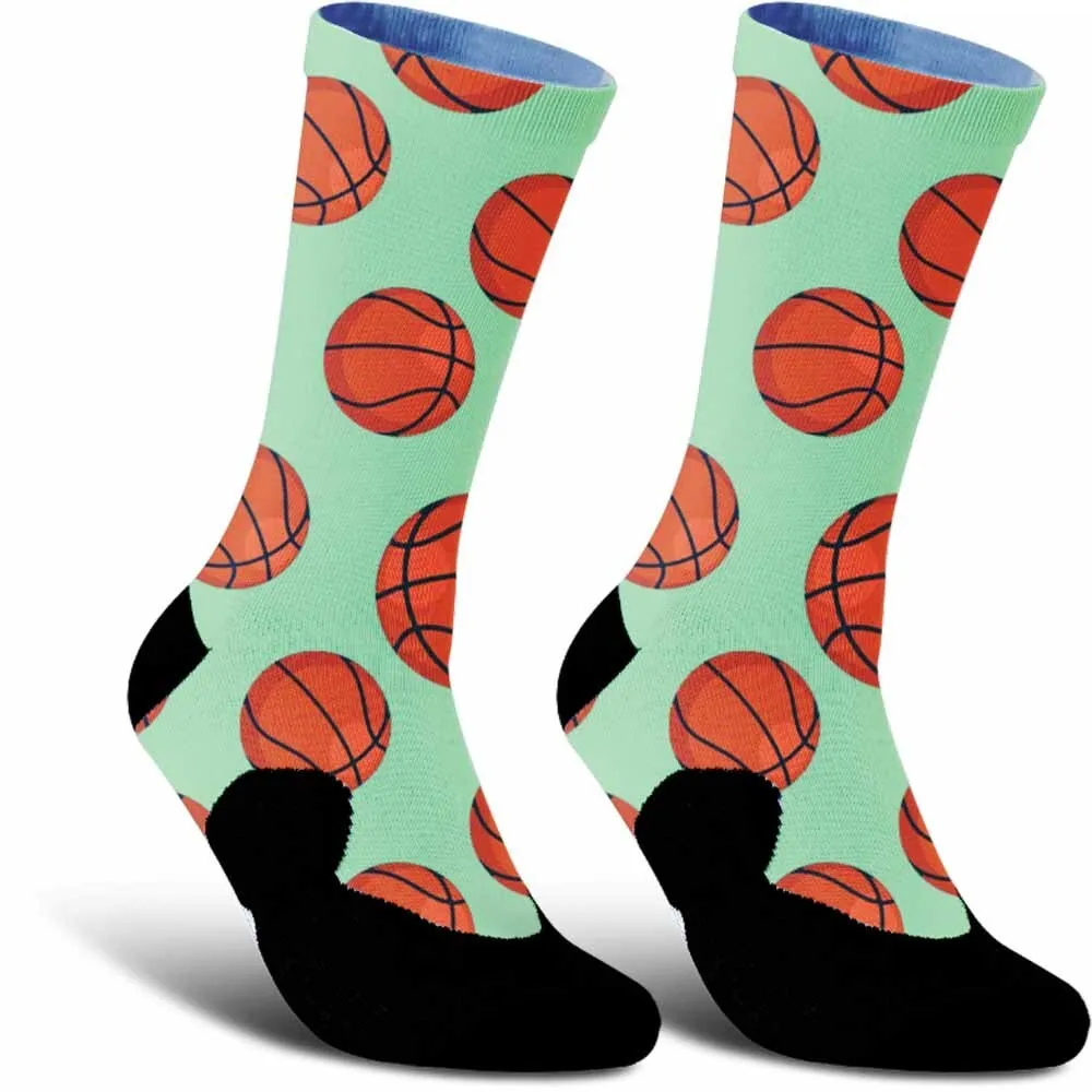 Creative basketball pattern sports cycling socks, unisex, sweat absorbing, suitable for outdoor enthusiasts and more people