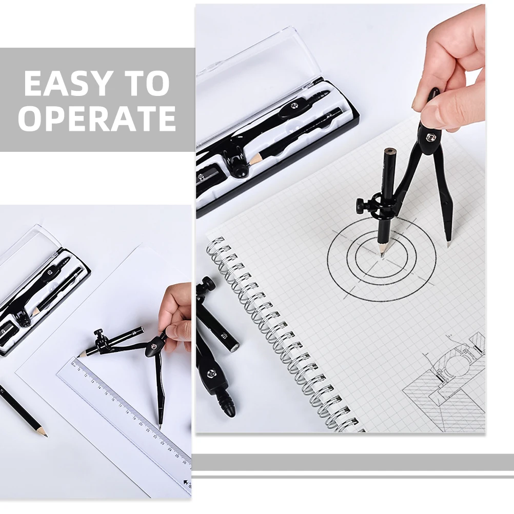 

1 set 1 Set Portable Compasses Drawing Tools For Geometry Precision Math Circle Tool School Office Home Use Drafting Set Ruler
