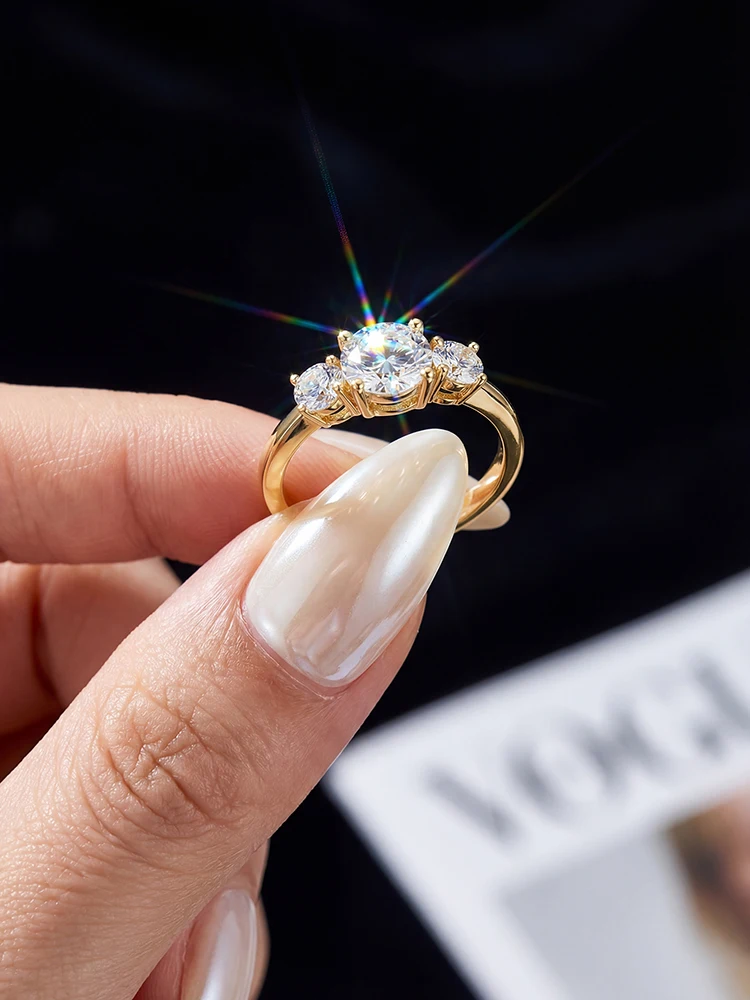 Brillanter klassischer 1CT Moissanit-Diamant mit Zertifikat, Verlobungsringe für Damen, Hochzeitsfeier, luxuriöser Modeschmuck – Detail 2