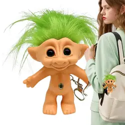 10cm Mini Troll Doll Keychain Colorful Hair Anime Action Figure Family Members Models Funny Kids Toys Nostalgic Collection Gifts