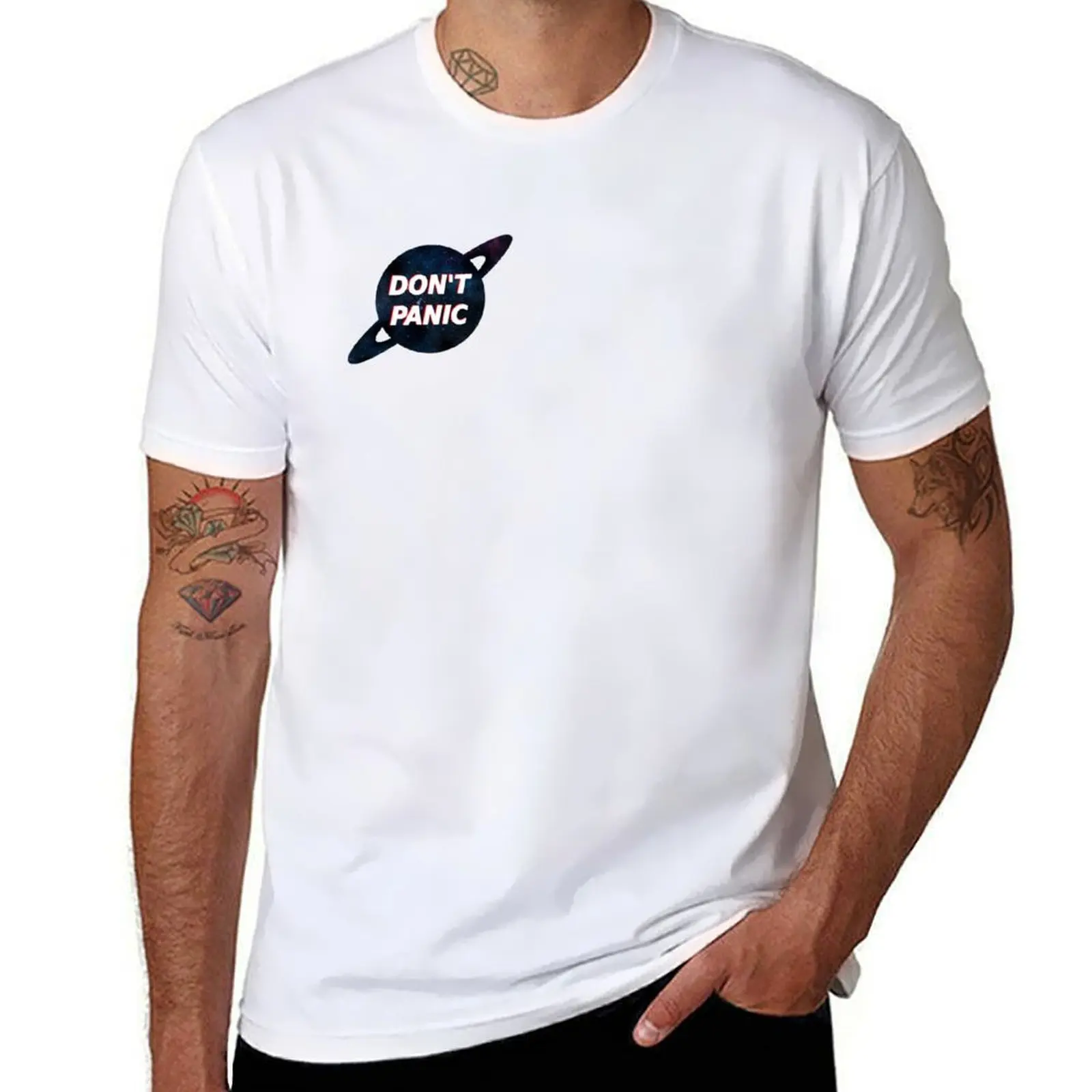 

Don't panic The Hitchhiker's Guide to the Galaxy T-Shirt man t shirts graphic man t shirts cotton T-Shirt