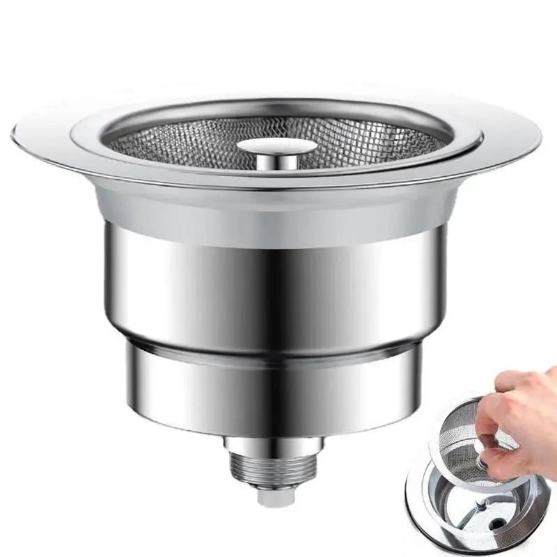 Kitchen Sink Filter Stainless Steel Kitchen Sink Strainer Stopper Anti-Clogging Garbage Disposal Plug Wash Basin Bounce Drain