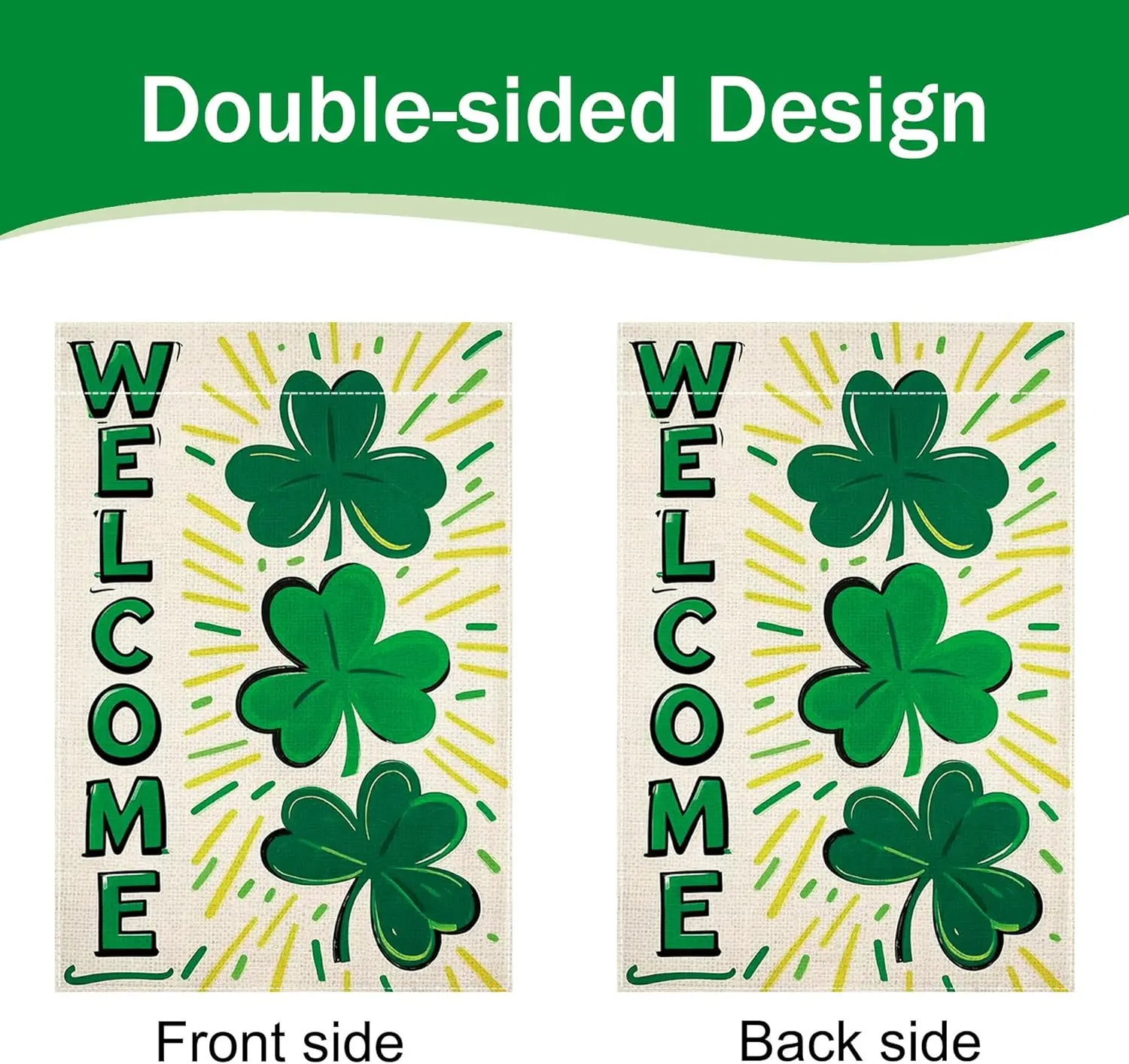 St Patrick's Day Garden Flag 12x18 Inches Burlap Double Sided Yard Welcome Luck Shamrock Clover Themed Outdoor Décor XAA UUV SSL