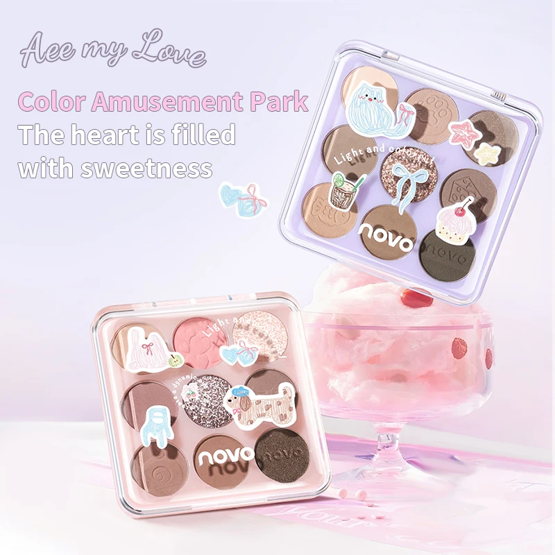 

Cute Cartoons Eyeshadow Palette Matte Shimmer Natural Long Lasting Waterproof Blendable 9 Colors Highly Pigmented Eye Makeup