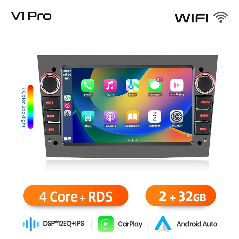 Junsun 7" Android Autoradio Wireless CarPlay Android Auto Stereo für Opel Vauxhall Astra H G J Zafira B Corsa C Antara Vectra Vivaro Meriva Combo Signum Tigra TwinTop WiFi GPS Navi SWC 4G-LTE