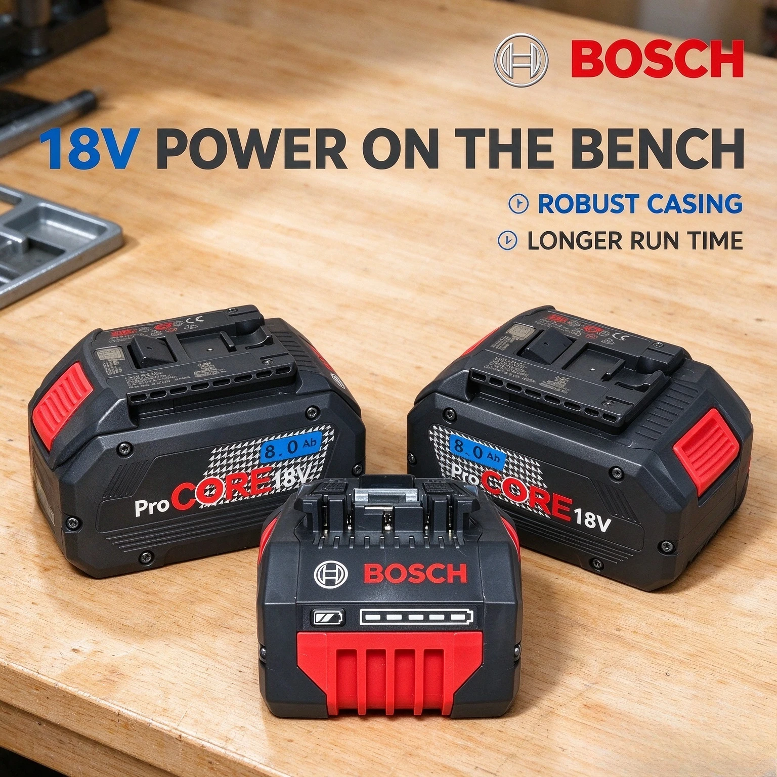 Bosch 8.0Ah 18V ProCORE Replacement Battery, Li-ion 21700 Cells, Dustproof Design, Fits GBA18V80 BAT609 Cordless Power Tools