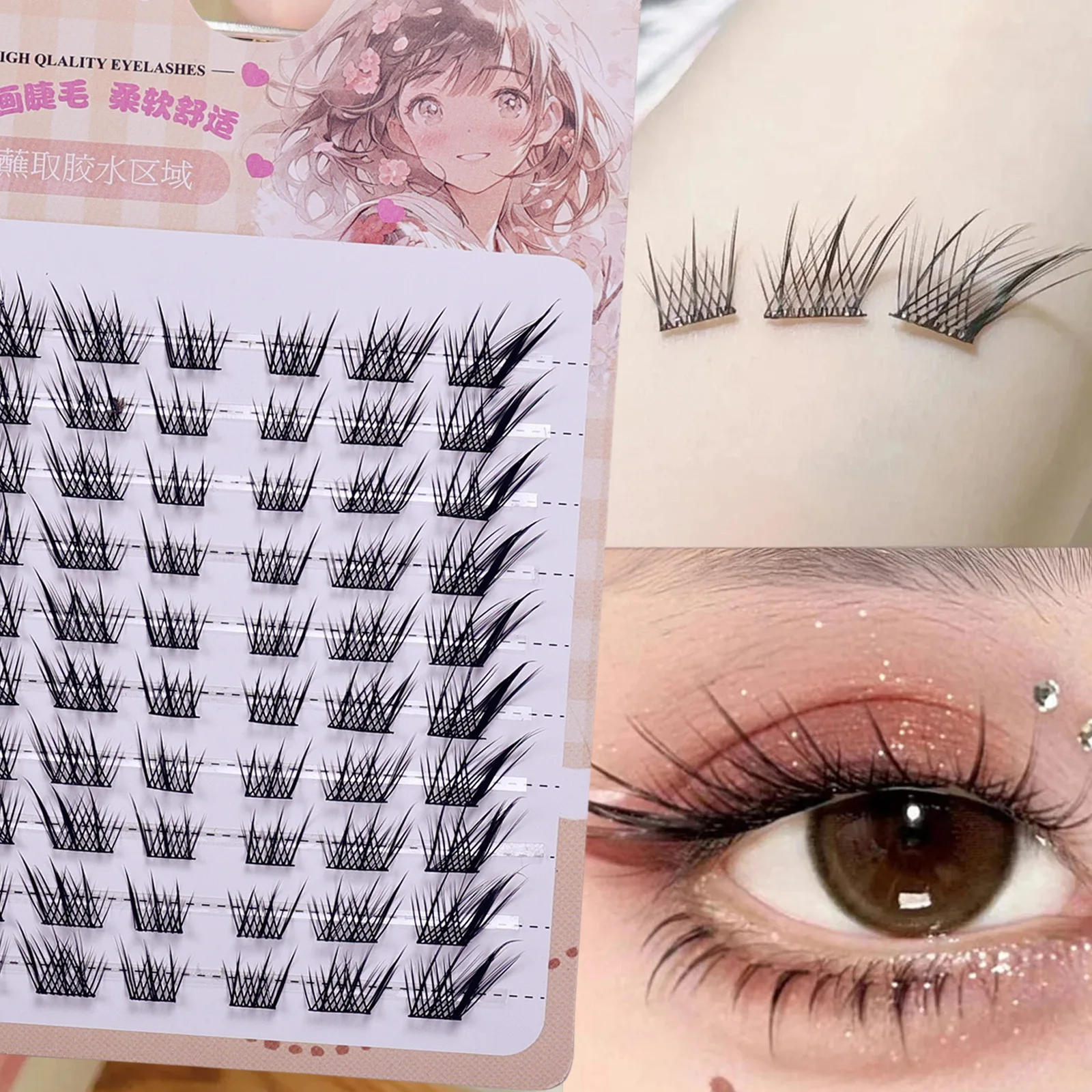 10 Reihen Cluster-Wimpern, natürliche Wimpernverlängerung, Volumen, einzelne Wimpern, gemischte Tablett-Wimpern, Cluster, natürliche DIY-Wimpern