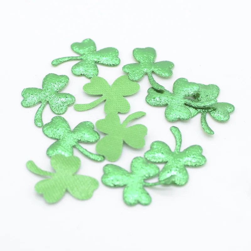 100Pcs/16Pcs Spring Flower Padded Clover Shape Patches Small & Big Leaf Appliques Clothing DIY Crafts Accessories Supplies
