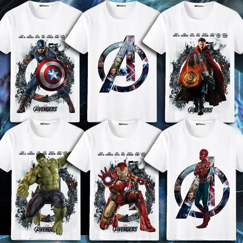 Wunder Rächer 4 Iron Man America Deadpool Spider-Man Thor Kurzarm T-Shirt Sommer lose männliche und