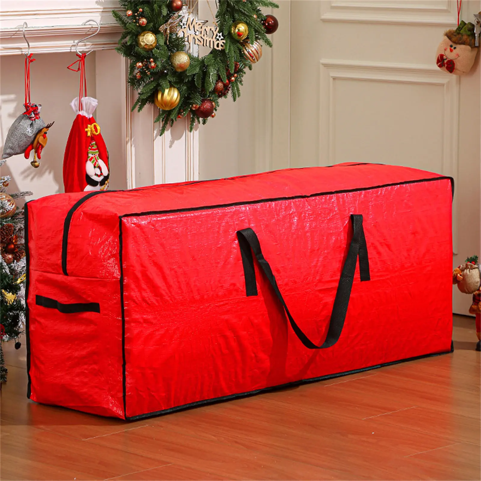 Holiday Storage Bag Waterproof Xmas Tree Organizer 7.5ft Large Protective Case for Home Attic Garage Basement Durable PE
