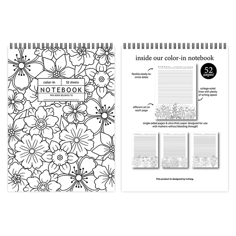 Qy-2025 Beliebtes, heiß verkauftes neues Produkt Beliebtes 52-Blatt-Farbnotizbuch Blumen-Malnotizbuch B