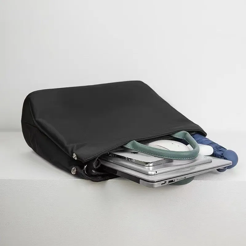 Black Simple Laptop Bag Nylon Large Capacity Tote Bag Tablet MacBook Air 13 13.3 15 Inch Case Portable Multifunctional Briefcase