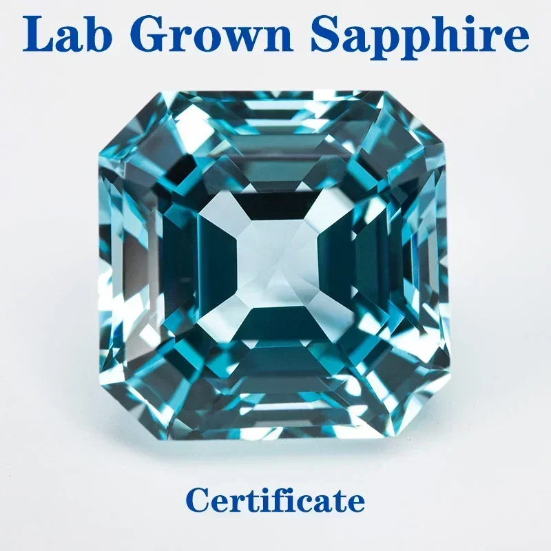 

Lab Grown Sapphire Aquamarine Square Chamfer Cut VVS1 Selectable AGL Certificate Gemstone Charms DIY for Jewelry Making Material