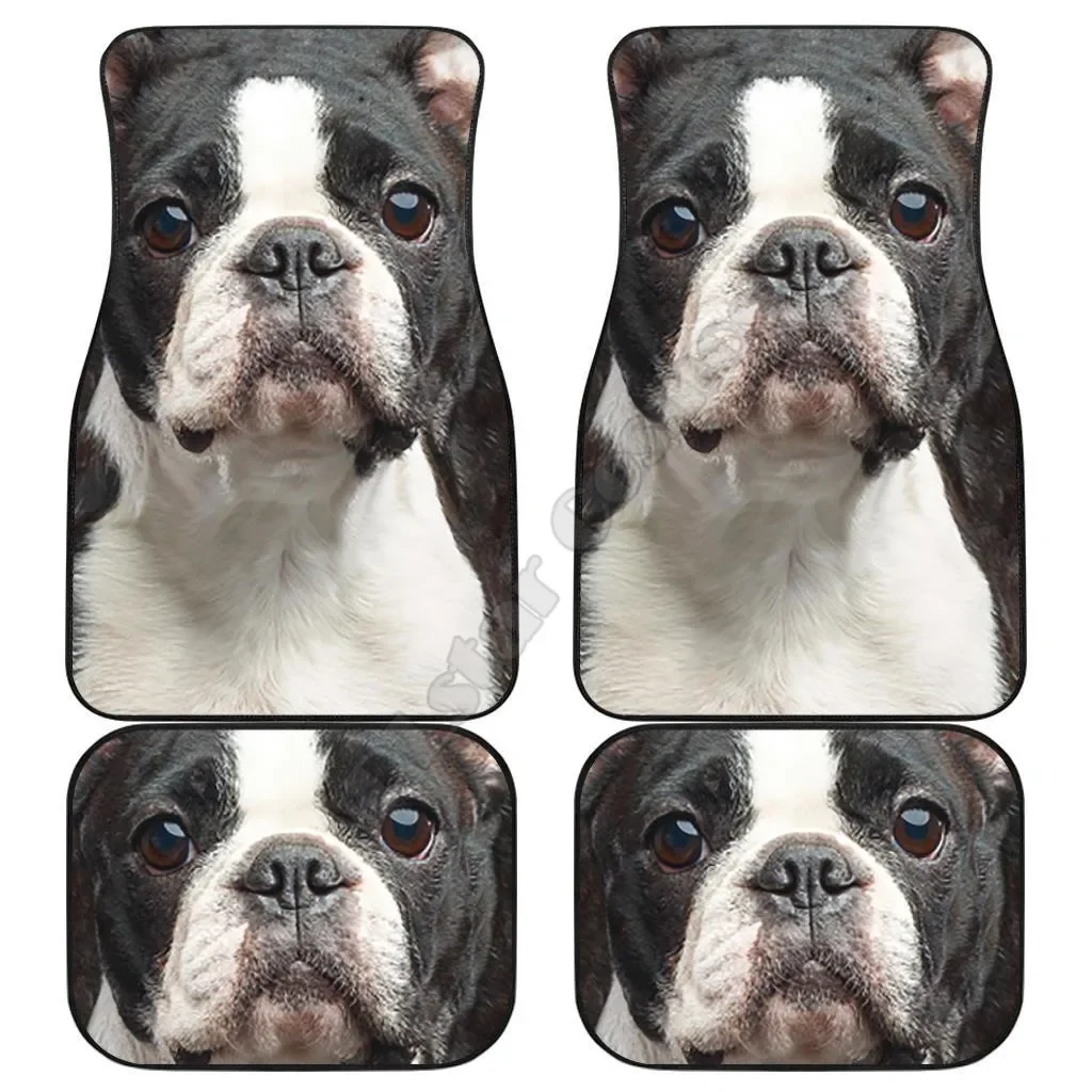 Boston Terrier Funny Dog Face Colorful Car Floor Mat 3D Printed Non-Slip Fit Most Cars Cheap