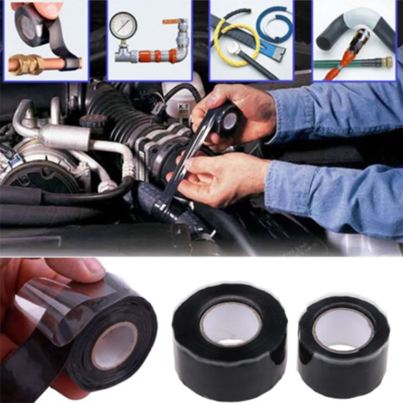 150CM Repair Tape Strong Rubberized-Sealant Bonding Repair Waterproof Silicone Black Exhausts Motorcycle Repair Parts