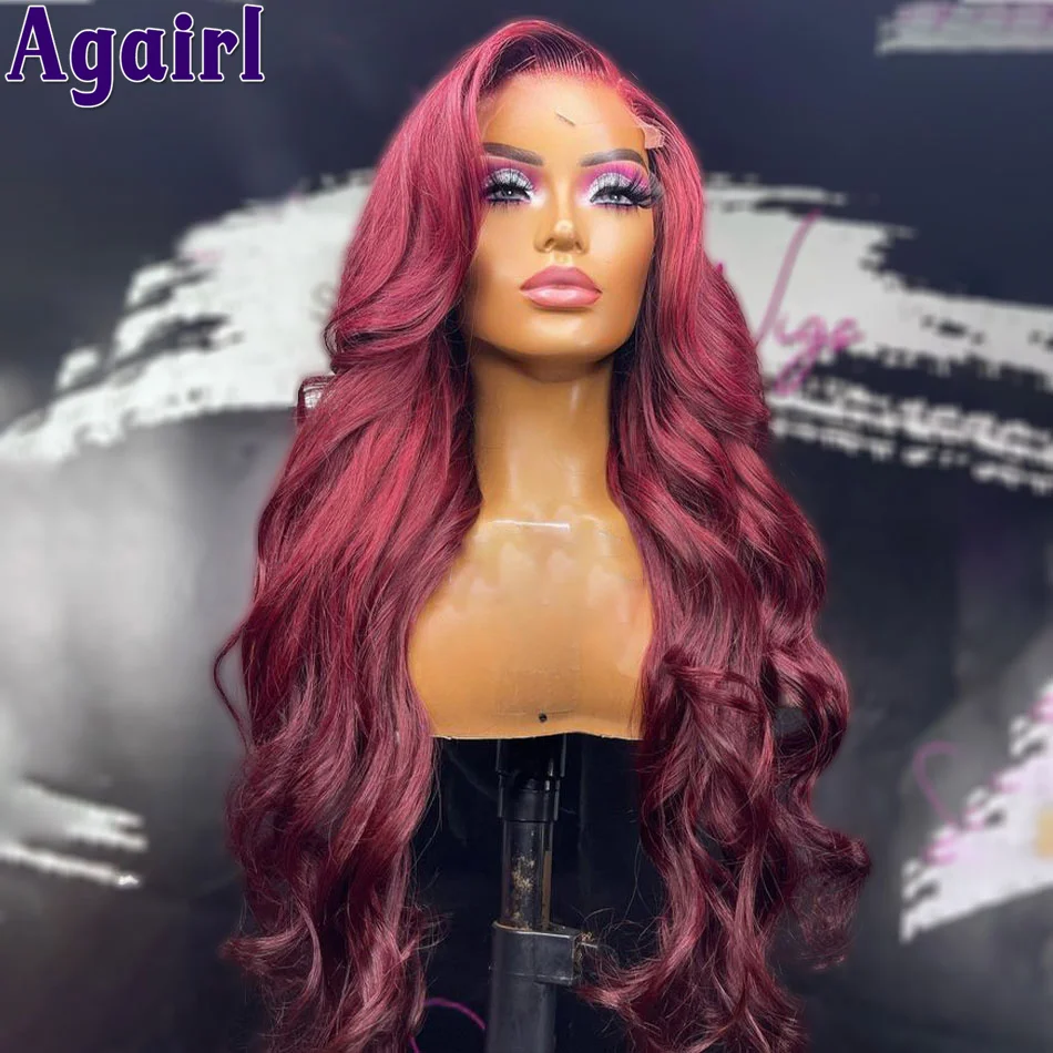 180% transparan 13X6 13X4 Multi Warna Sorot merah dengan pirang India tubuh Virgin gelombang renda wig Frontal rambut manusia untuk wanita