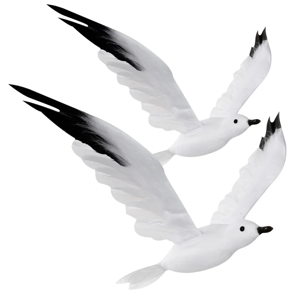 

2Pcs Artificial Hanging Ornament Simulation Seagull Decoration Garden Landscape Mediterranean Style Ornaments Home