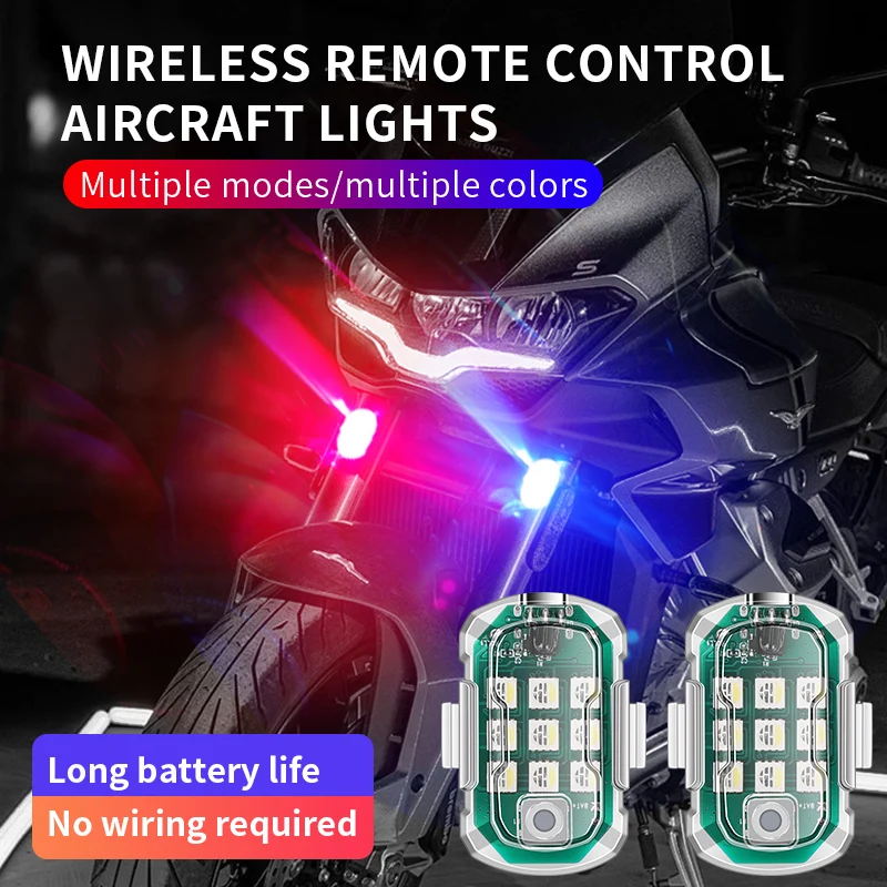 Motorcycle LED Aircraft Strobe Lights Drone Anti-collision Warning Lamp Flash Indicator With Wireless Remote Control Turn Signal